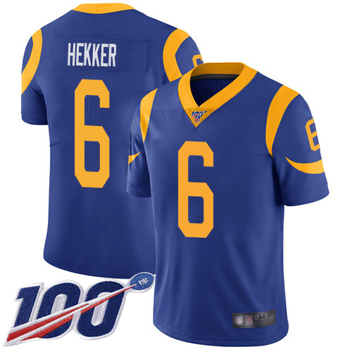 Los Angeles Rams Limited Royal Blue Men Johnny Hekker Alternate Jersey NFL Football #6 100th Season Vapor Untouchable